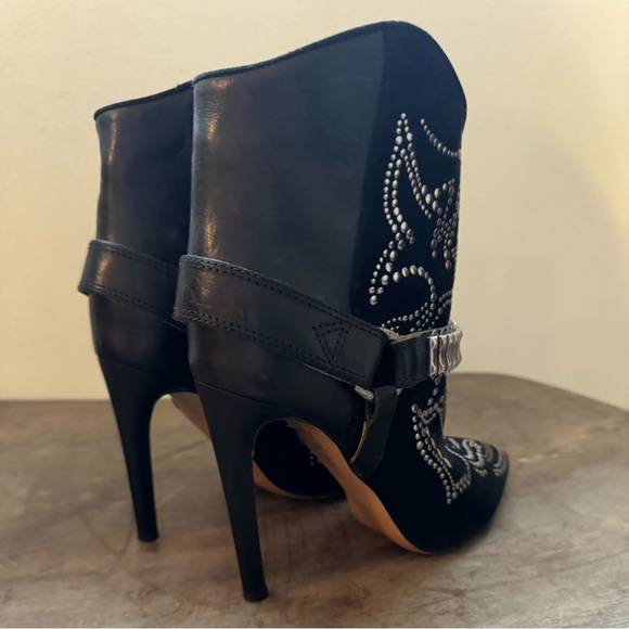 Isabel Marant Milwaukee Western Black Ankle Embellished Bootie Size 38 US 7 - Picture 8 of 14
